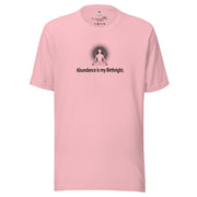 "Abundance is my Birthright" Positive Thought Brand Unisex T-Shirt (Black Lettering)