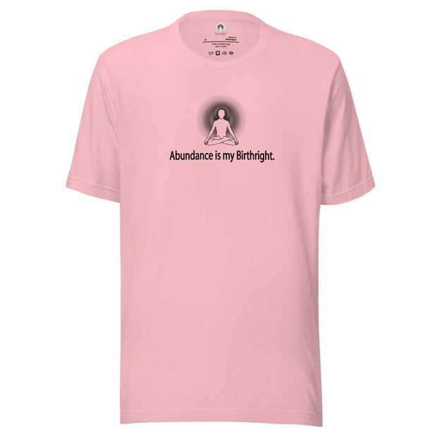 "Abundance is my Birthright" Positive Thought Brand Unisex T-Shirt (Black Lettering)