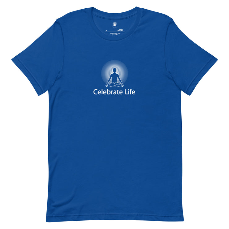 "Celebrate Life" Positive Thought Brand Unisex T-Shirt (White Graphic)