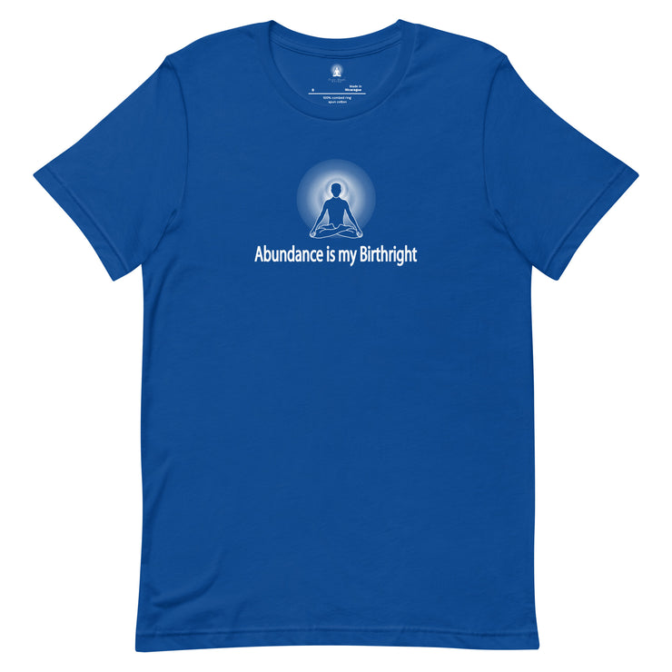 "Abundance is my Birthright" Positive Thought Brand Unisex T-Shirt (White Graphic)