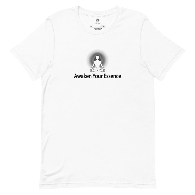 "Awaken Your Essence" Positive Thought Brand Unisex T-Shirt (Black Graphic)