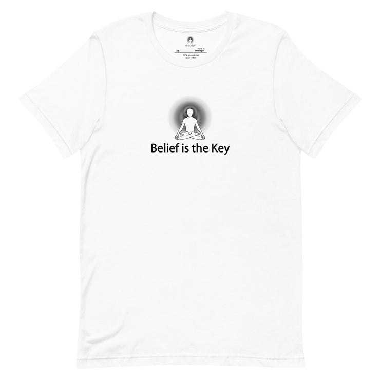 "Belief is the Key" Positive Thought Brand Unisex T-Shirt (Black Graphic)
