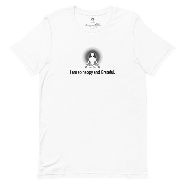 "I am so happy and Grateful" Positive Thought Brand Unisex T-Shirt (Black Graphic)