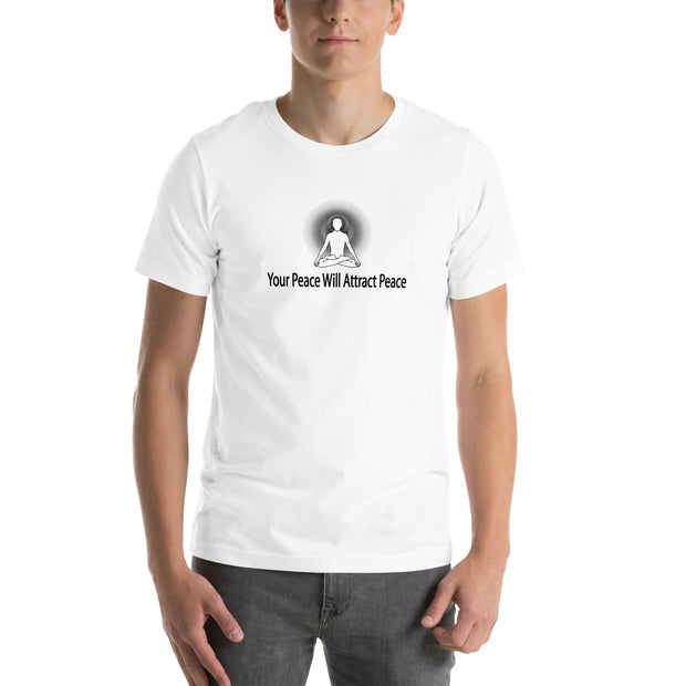 "Your Peace Will Attract Peace" Positive Thought Brand Unisex T-Shirt (Black Graphic)
