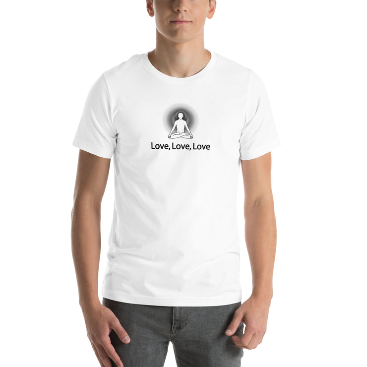 "Love, Love, Love" Positive Thought Brand Unisex T-Shirt (Black Graphic)