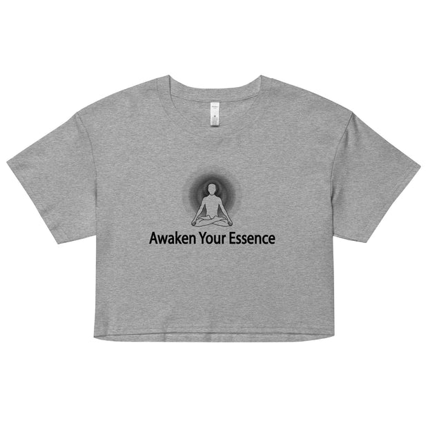 "Awaken Your Essence" Positive Thought Brand Women’s Crop Top (Black Graphic)