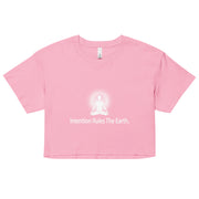 "Intention Rules the Earth" Positive Thought Brand Women’s Crop Top (White Graphic)