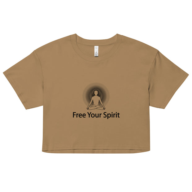 "Free Your Spirit" Positive Thought Brand Women’s Crop Top (Black Graphic)