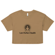 "I am Perfect Health" Positive Thought Brand Women’s Crop Top (Black Graphic)