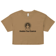 "Awaken Your Essence" Positive Thought Brand Women’s Crop Top (Black Graphic)