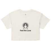 "Feel the Love" Positive Thought Brand Women’s Crop Top (Black Graphic)