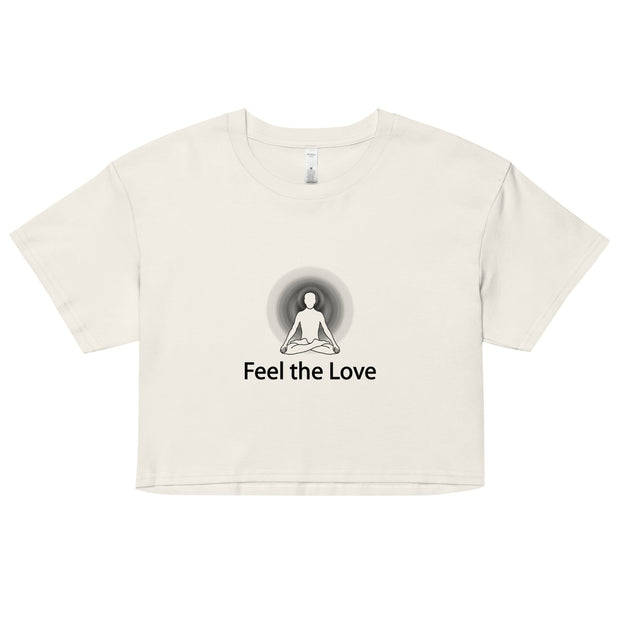 "Feel the Love" Positive Thought Brand Women’s Crop Top (Black Graphic)