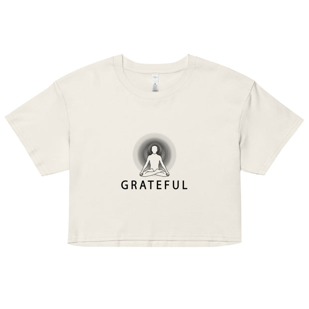 "GRATEFUL" Positive Thought Brand Women’s Crop Top (Black Graphic)