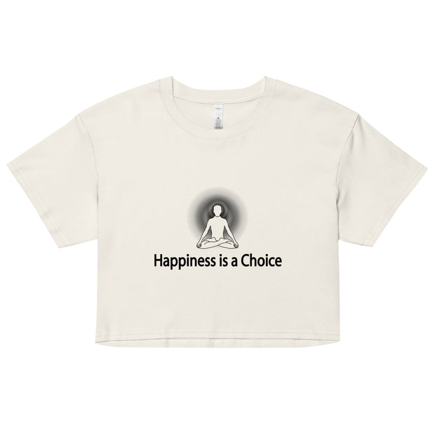 "Happiness is a Choice" Positive Thought Brand Women’s Crop Top (Black Graphic)