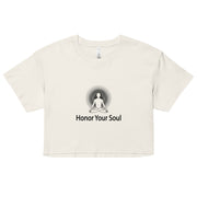 "Honor Your Soul" Positive Thought Brand Women’s Crop Top (Black Graphic)