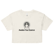 "Awaken Your Essence" Positive Thought Brand Women’s Crop Top (Black Graphic)