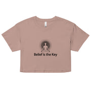 "Belief is the Key" Positive Thought Brand Women’s Crop Top (Black Graphic)