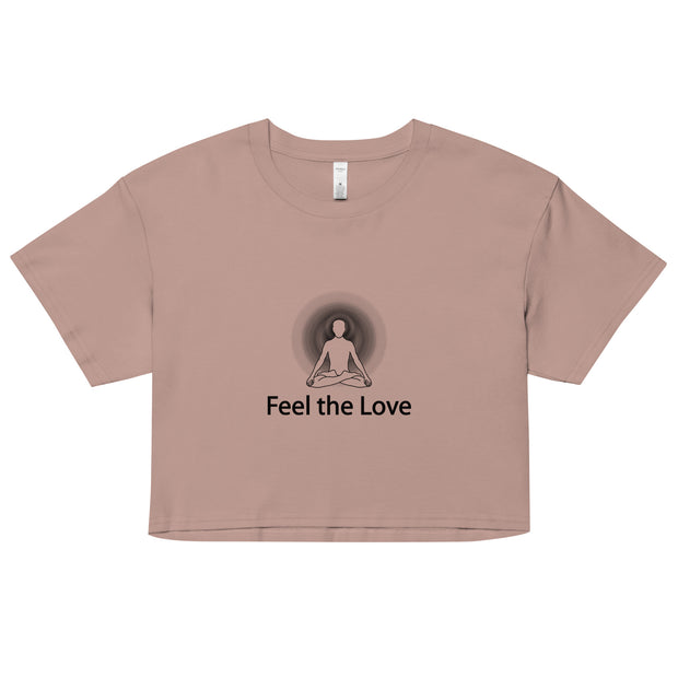 "Feel the Love" Positive Thought Brand Women’s Crop Top (Black Graphic)
