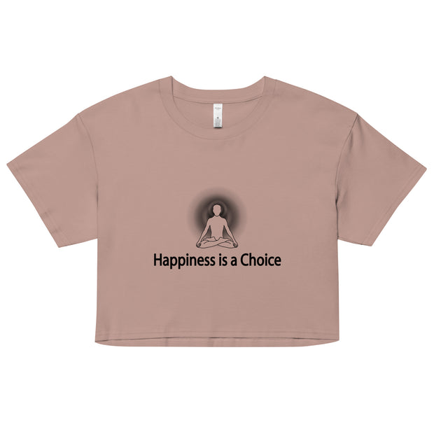 "Happiness is a Choice" Positive Thought Brand Women’s Crop Top (Black Graphic)