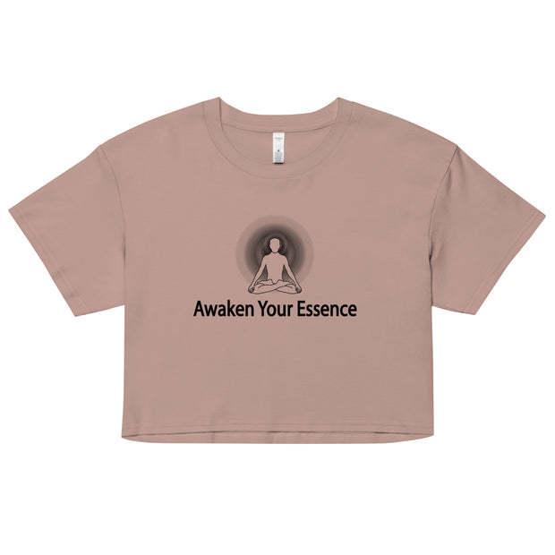 "Awaken Your Essence" Positive Thought Brand Women’s Crop Top (Black Graphic)
