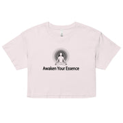"Awaken Your Essence" Positive Thought Brand Women’s Crop Top (Black Graphic)