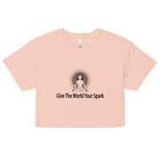 "Give the World Your Spark" Positive Thought Brand Women’s Crop Top (Black Graphic)