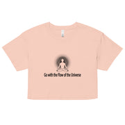"Go with the Flow of the Universe" Positive Thought Brand Women’s Crop Top (Black Graphic)