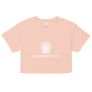 "Intention Rules the Earth" Positive Thought Brand Women’s Crop Top (White Graphic)