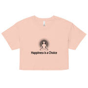 "Happiness is a Choice" Positive Thought Brand Women’s Crop Top (Black Graphic)