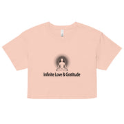 "Infinite Love & Gratitude" Positive Thought Brand Women’s Crop Top (Black Graphic)