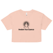 "Awaken Your Essence" Positive Thought Brand Women’s Crop Top (Black Graphic)
