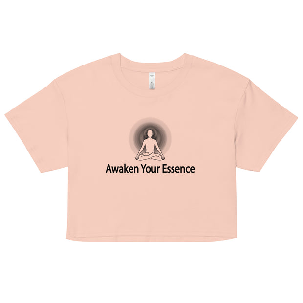 "Awaken Your Essence" Positive Thought Brand Women’s Crop Top (Black Graphic)