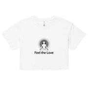 "Feel the Love" Positive Thought Brand Women’s Crop Top (Black Graphic)