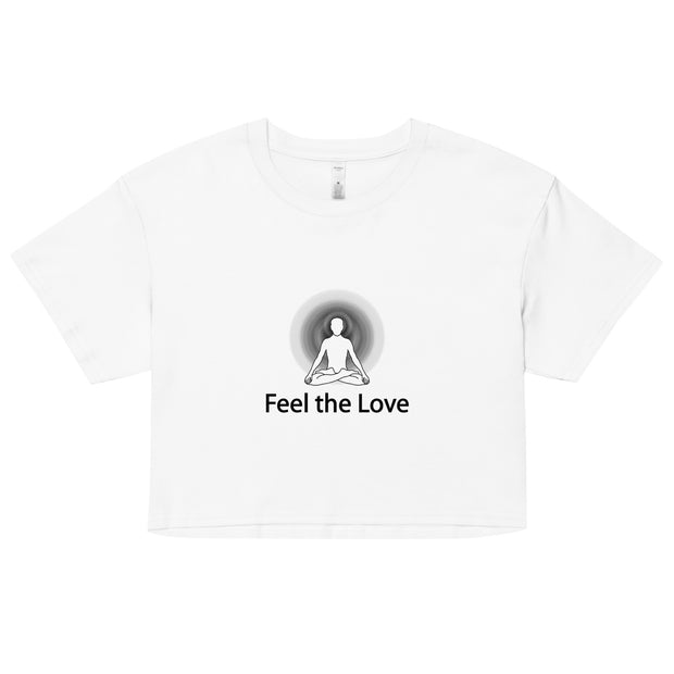 "Feel the Love" Positive Thought Brand Women’s Crop Top (Black Graphic)
