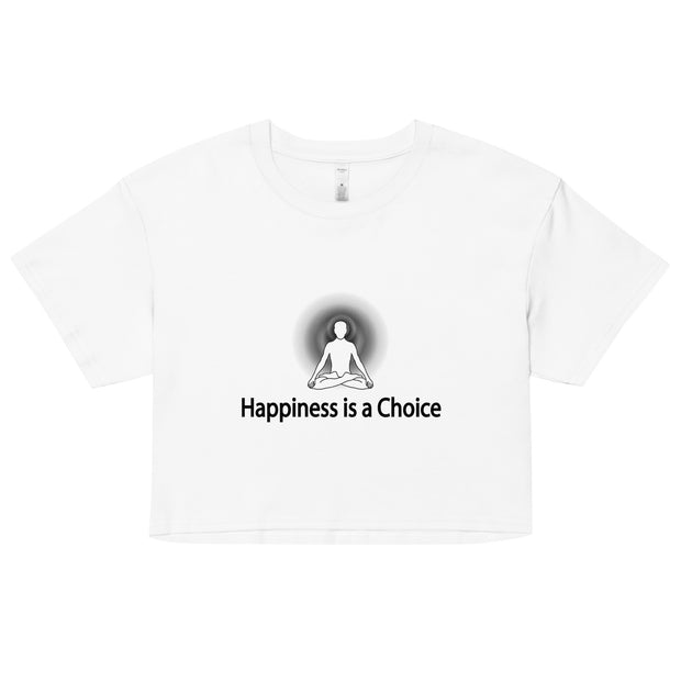 "Happiness is a Choice" Positive Thought Brand Women’s Crop Top (Black Graphic)