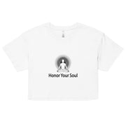 "Honor Your Soul" Positive Thought Brand Women’s Crop Top (Black Graphic)