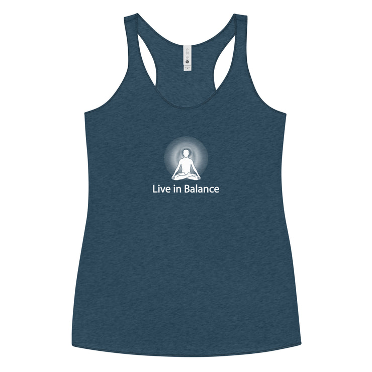 "Live in Balance" Positive Thought Brand Women's Racerback Tank