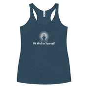 "Be kind to Yourself" Positive Thought Brand Women's Racerback Tank (White Graphic)