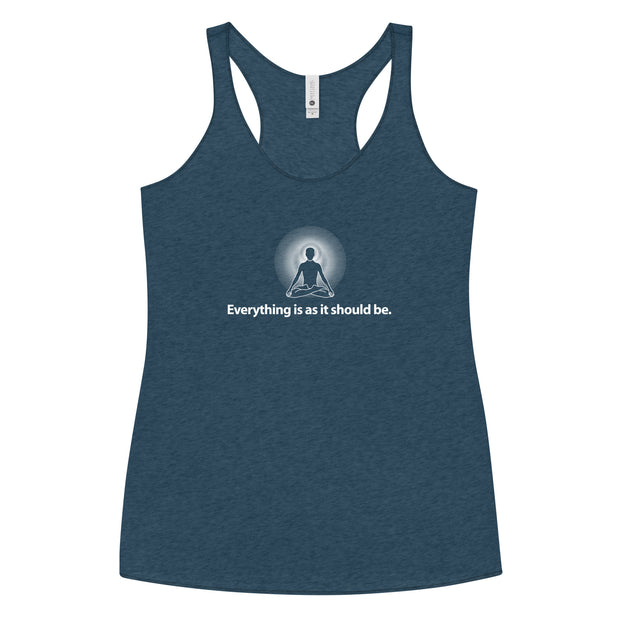 "Everything is as it should Be" Positive Thought Brand Women's Racerback Tank (White Graphic)