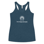 "I am so happy and Grateful" Positive Thought Brand Women's Racerback Tank (White Graphic)