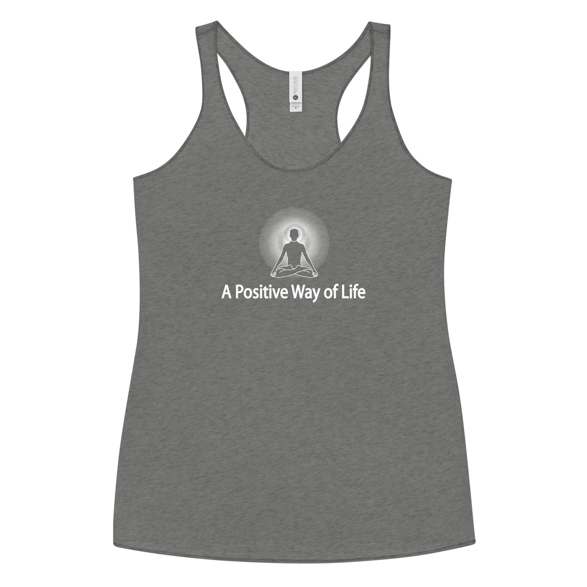 "A Positive Way of Life" Positive Thought Brand Women's Racerback Tank (White Graphic)