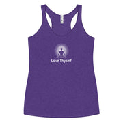 "Love Thyself" Positive Thought Brand Women's Racerback Tank (White Graphic)