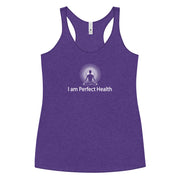 "I am Perfect Health" Positive Thought Brand Women's Racerback Tank (White Graphic)