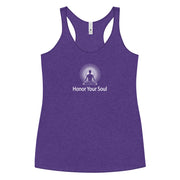 "Honor Your Soul" Positive Thought Brand Women's Racerback Tank (White Graphic)