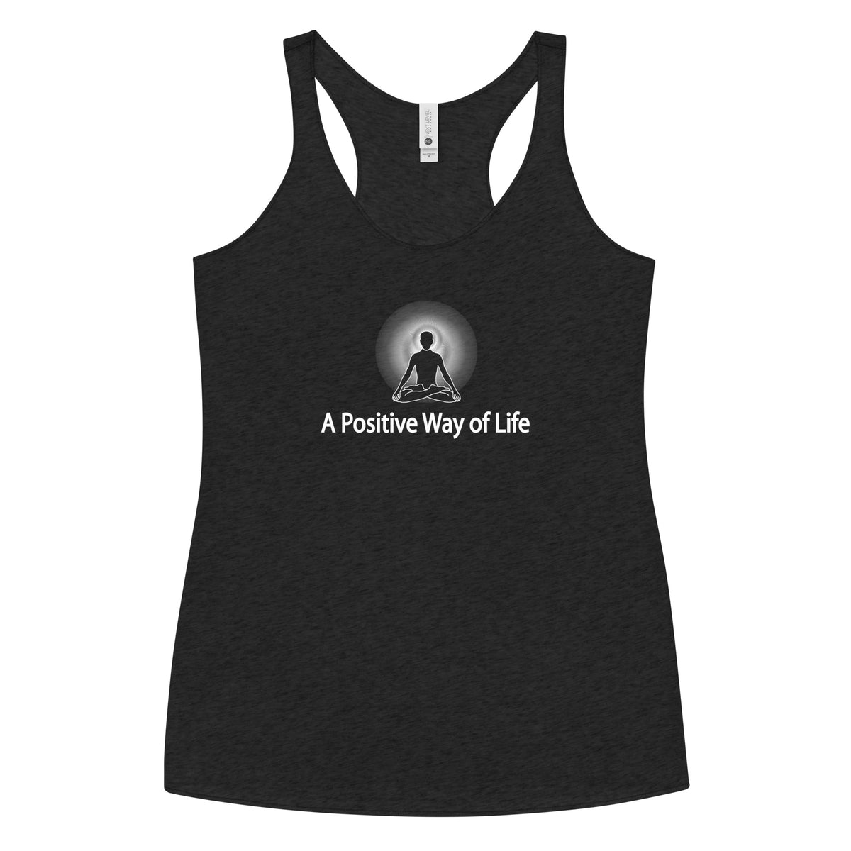 "A Positive Way of Life" Positive Thought Brand Women's Racerback Tank (White Graphic)