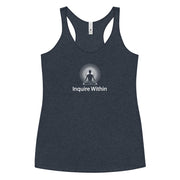 "Inquire Within" Positive Thought Brand Women's Racerback Tank (White Graphic)