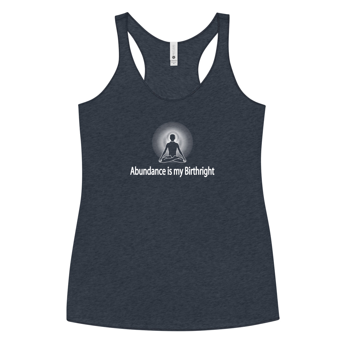 "Abundance is my Birthright" Positive Thought Brand Women's Racerback Tank (White Lettering)