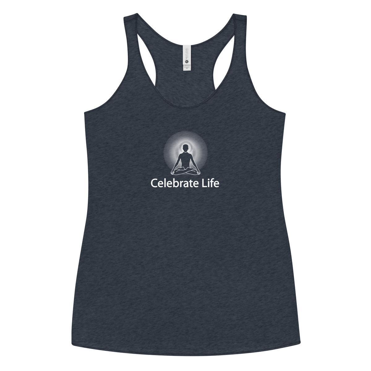 "Celebrate Life" Women's Positive Thought Brand Racerback Tank (White Graphic)