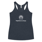 "Happiness is a Choice" Positive Thought Brand Women's Racerback Tank (White Graphic)
