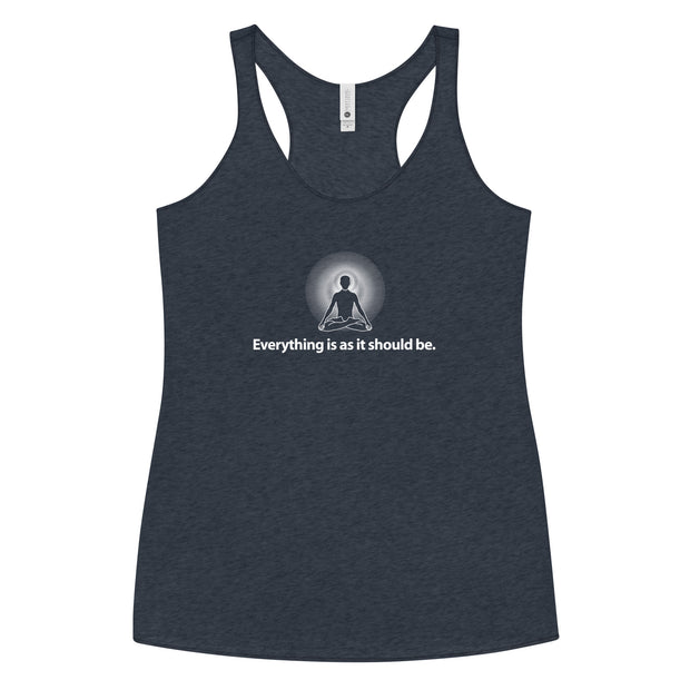 "Everything is as it should Be" Positive Thought Brand Women's Racerback Tank (White Graphic)